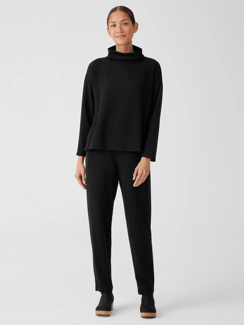 Eileen Fisher Tops &amp; Tees | Cozy Brushed Terry Hug Funnel Neck Top Black - Women