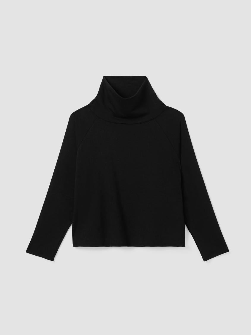 Eileen Fisher Tops &amp; Tees | Cozy Brushed Terry Hug Funnel Neck Top Black - Women