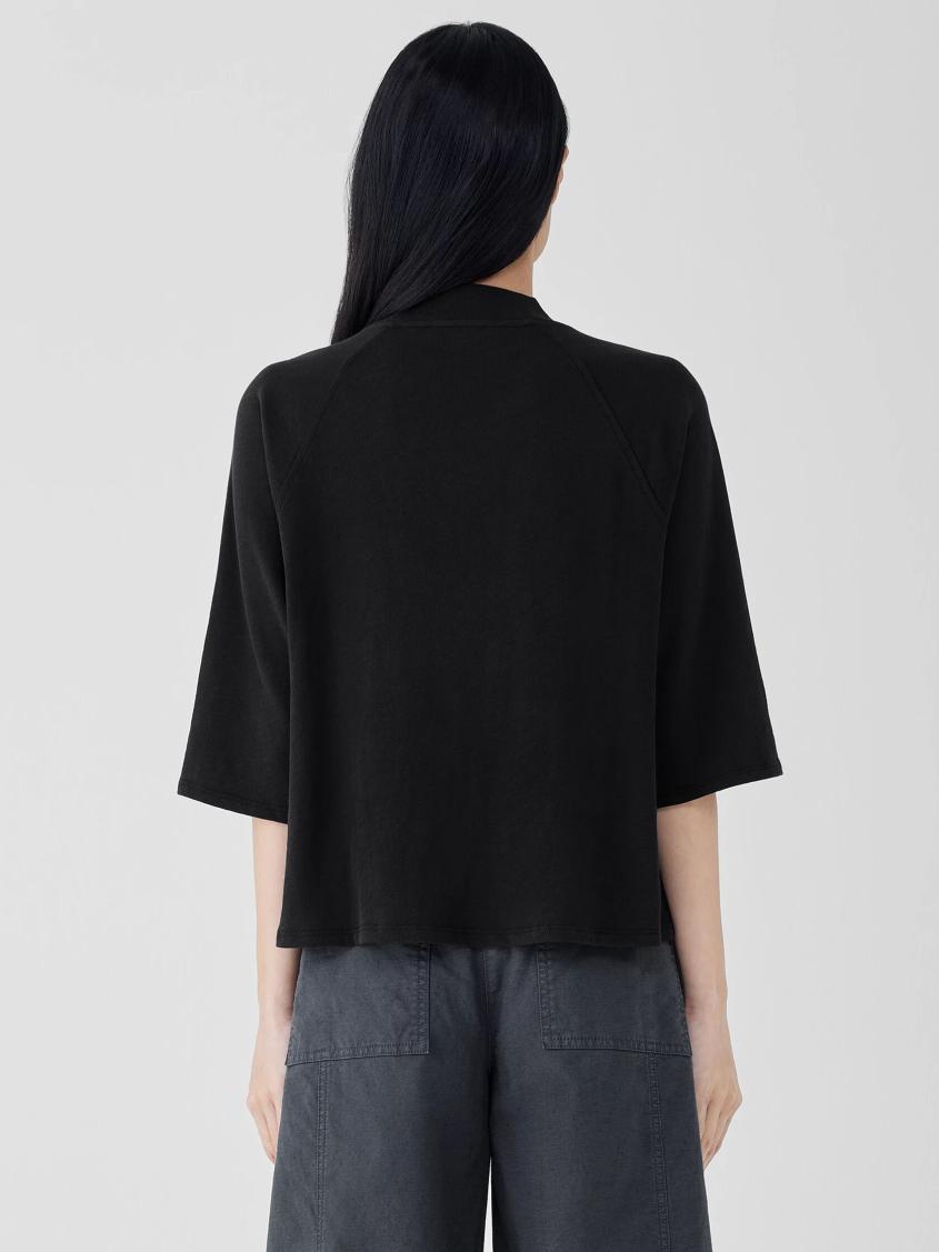 Eileen Fisher Tops &amp; Tees | Cozy Organic Cotton Slub Mock Neck Top Black - Women