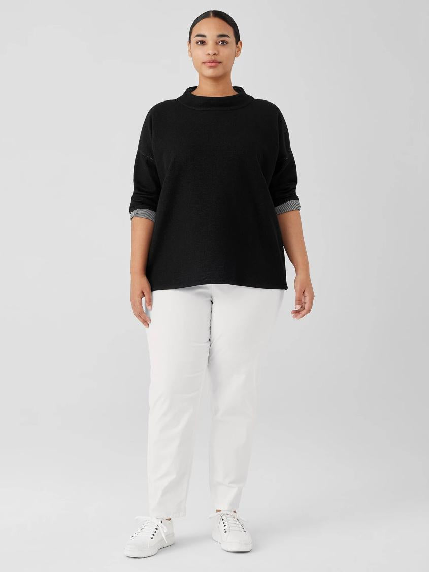 Eileen Fisher Tops &amp; Tees | Doubleknit Organic Cotton Stripe Reversible Top Black - Women