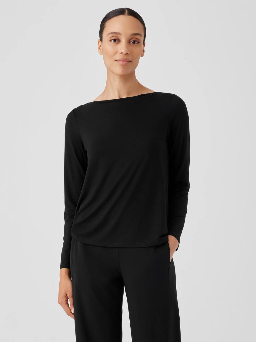 Eileen Fisher Tops &amp; Tees | Fine Jersey Cowl Neck Top Black - Women