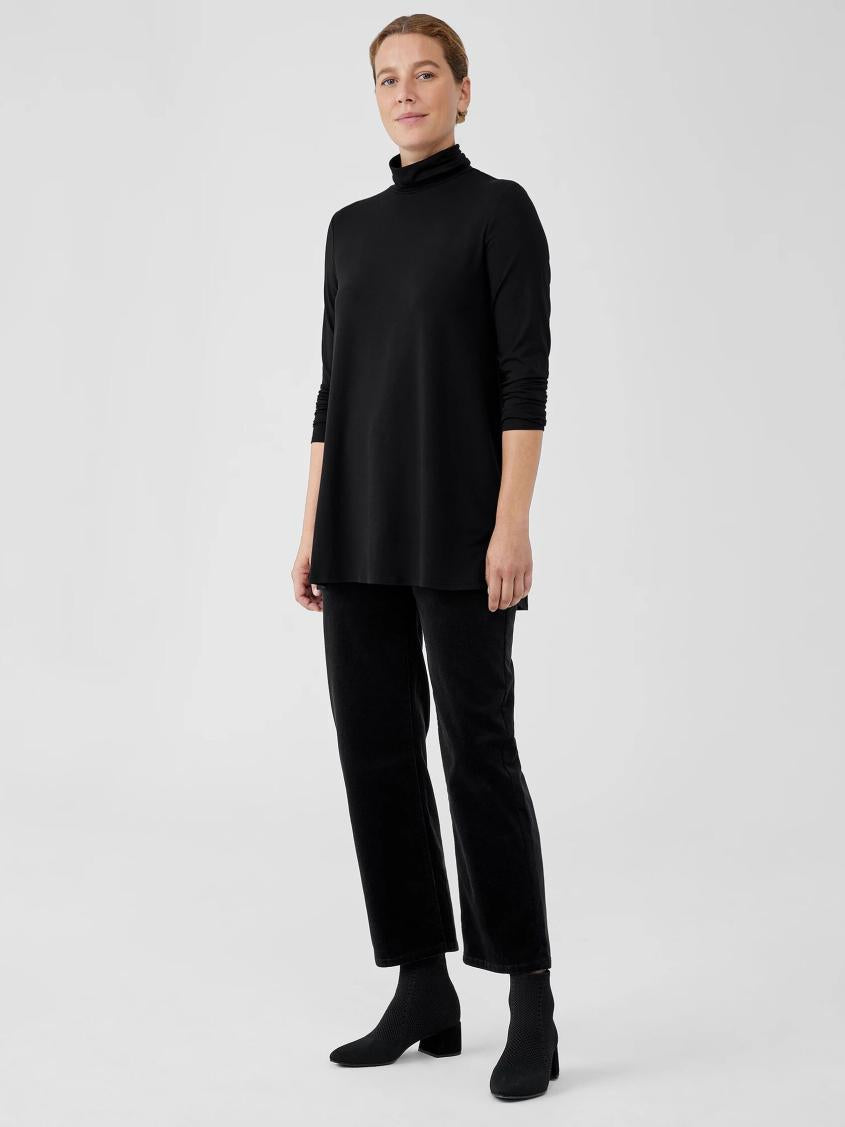 Eileen Fisher Tops &amp; Tees | Fine Jersey Scrunch Neck Long Top Black - Women