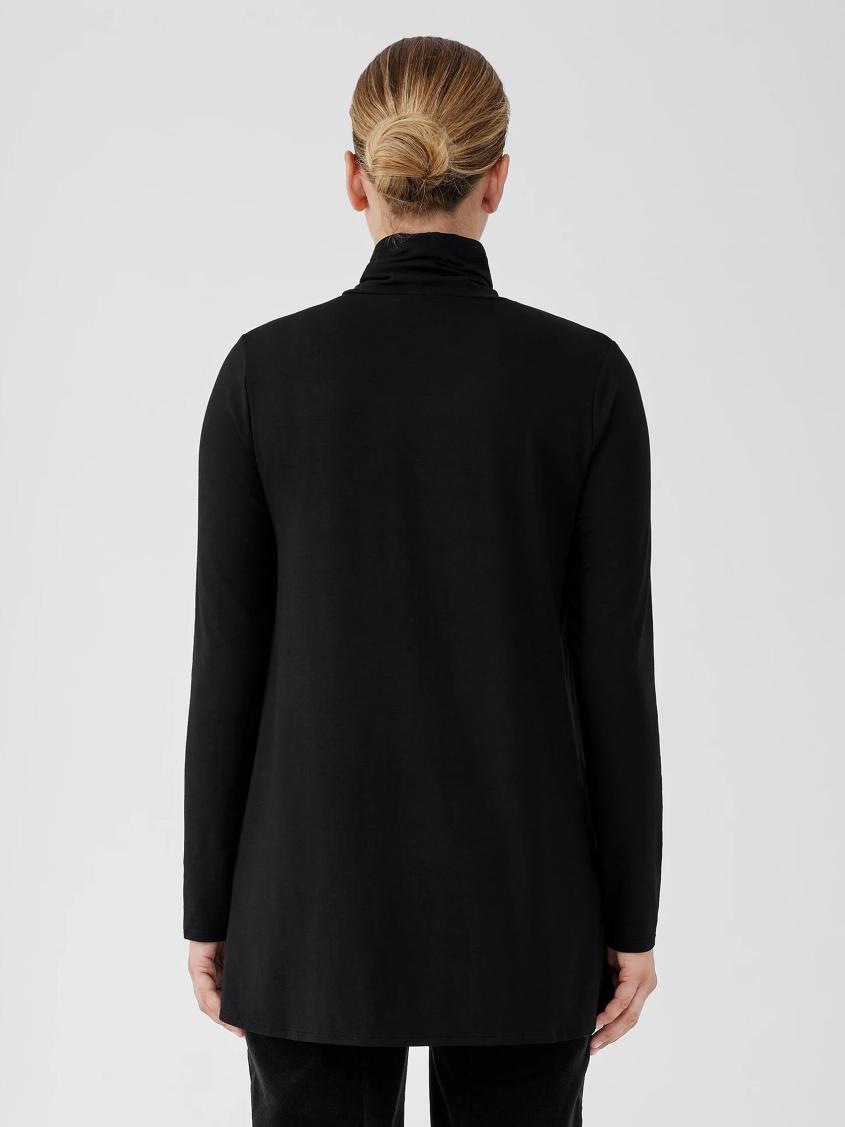 Eileen Fisher Tops &amp; Tees | Fine Jersey Scrunch Neck Long Top Black - Women