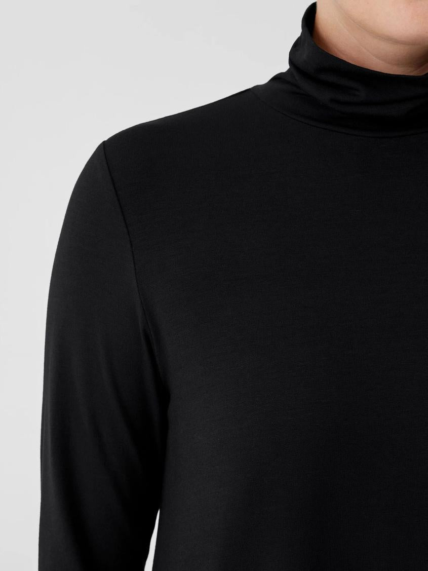 Eileen Fisher Tops &amp; Tees | Fine Jersey Scrunch Neck Long Top Black - Women