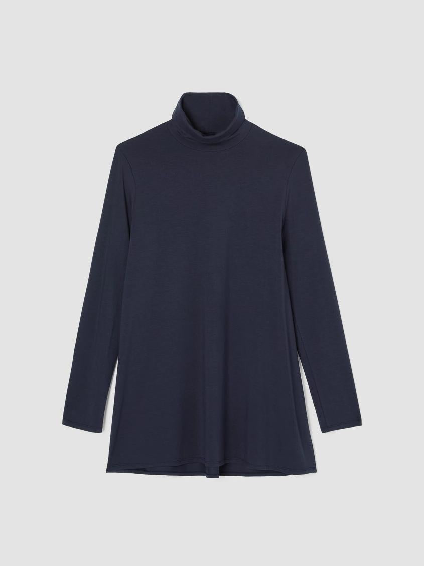 Eileen Fisher Tops &amp; Tees | Fine Jersey Scrunch Neck Long Top Black - Women