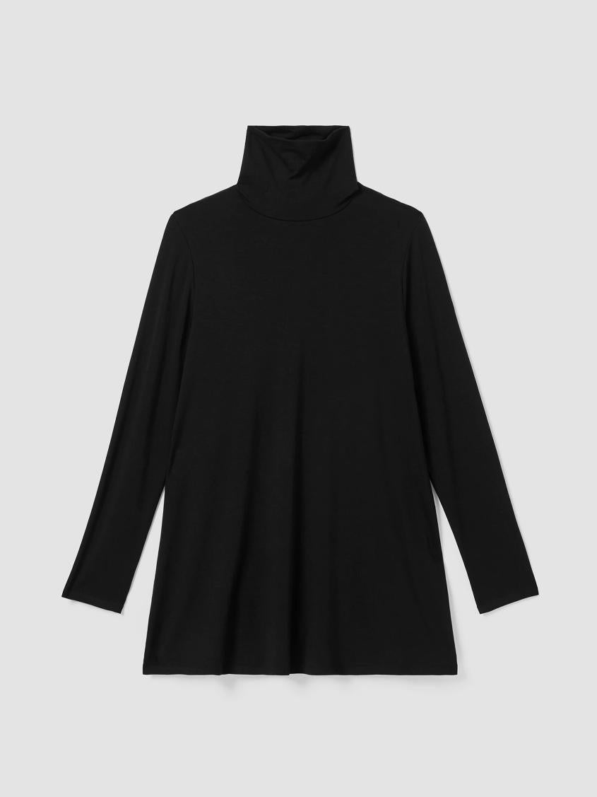 Eileen Fisher Tops &amp; Tees | Fine Jersey Scrunch Neck Long Top Black - Women