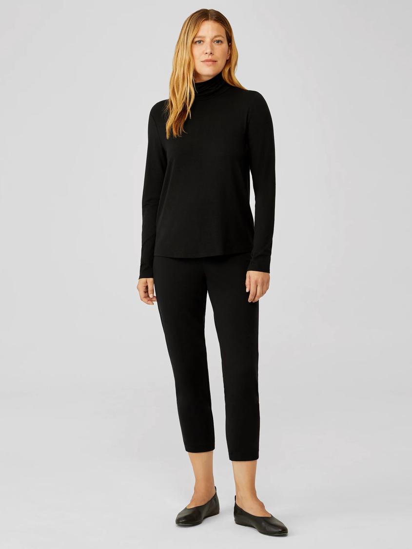 Eileen Fisher Tops &amp; Tees | Fine Jersey Scrunch Neck Top Black - Women