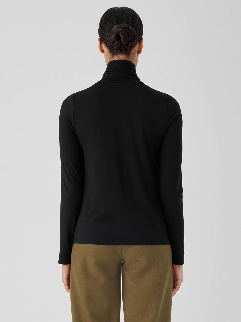 Eileen Fisher Tops &amp; Tees | Fine Jersey Scrunch Neck Top Black - Women