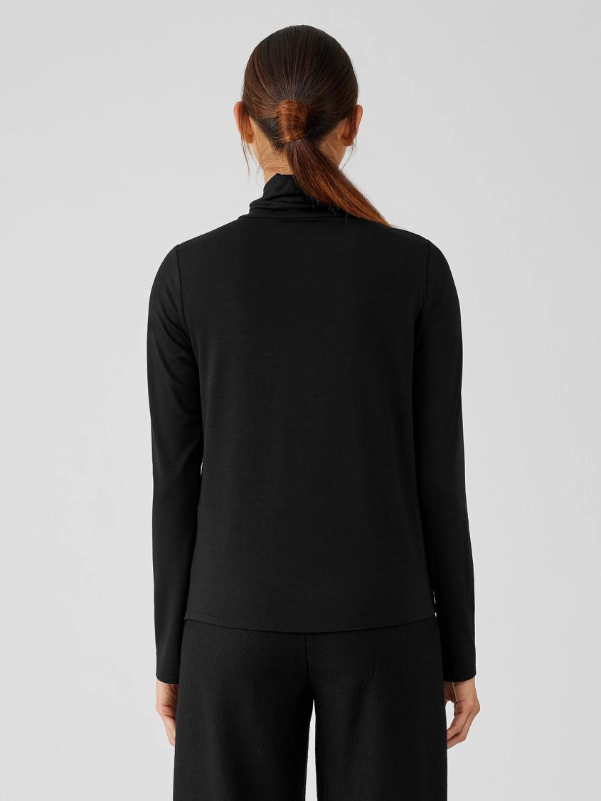 Eileen Fisher Tops &amp; Tees | Fine Jersey Scrunch Neck Top Black - Women