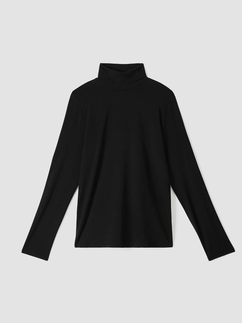 Eileen Fisher Tops &amp; Tees | Fine Jersey Scrunch Neck Top Black - Women