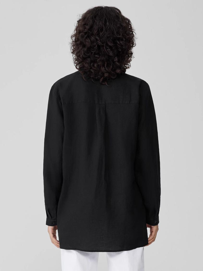 Eileen Fisher Tops &amp; Tees | Handkerchief Linen Classic Collar Shirt Black - Women