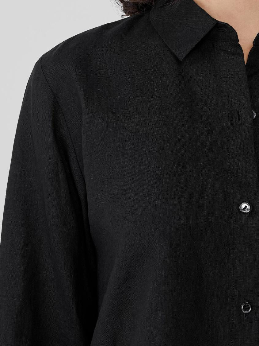 Eileen Fisher Tops &amp; Tees | Handkerchief Linen Classic Collar Shirt Black - Women