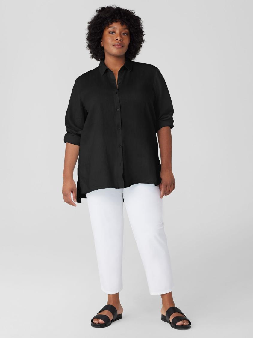 Eileen Fisher Tops &amp; Tees | Handkerchief Linen Classic Collar Shirt Black - Women