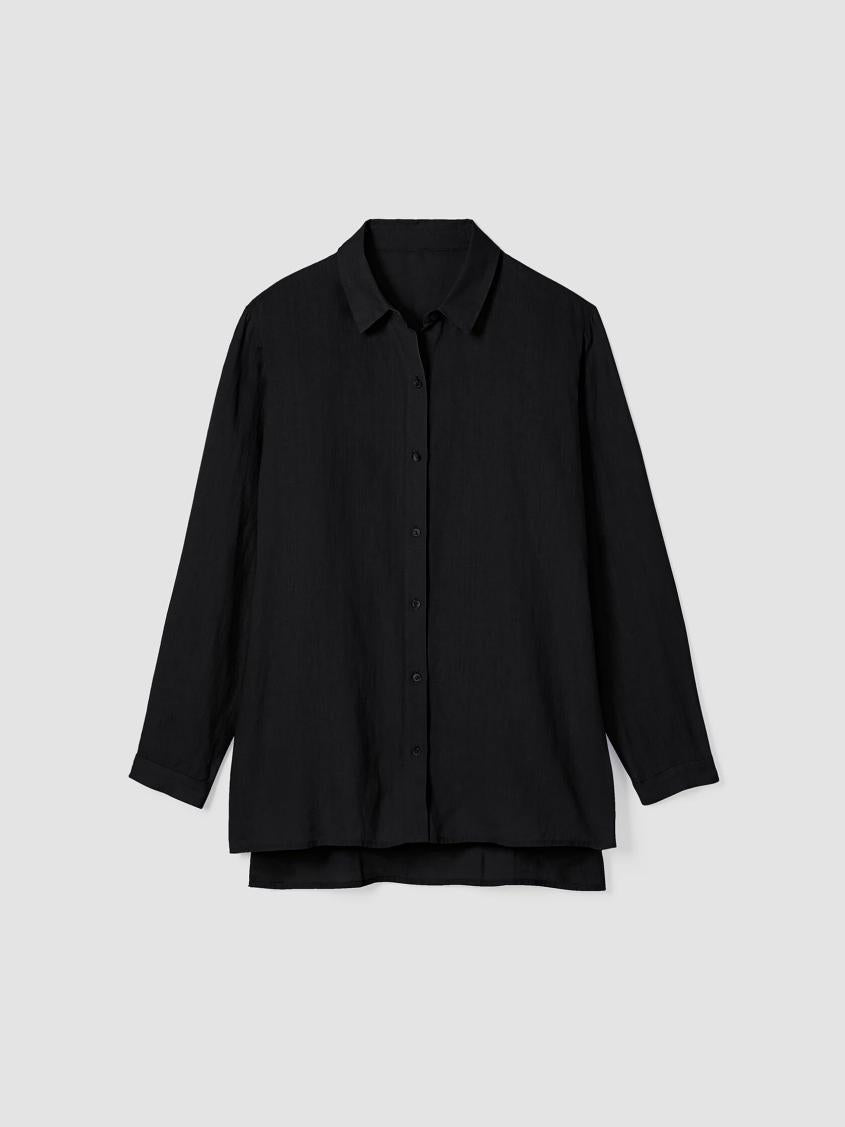 Eileen Fisher Tops &amp; Tees | Handkerchief Linen Classic Collar Shirt Black - Women