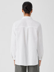 Eileen Fisher Tops &amp; Tees | Organic Cotton Ripple Classic Collar Shirt White - Women