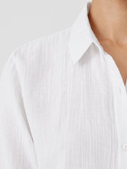 Eileen Fisher Tops &amp; Tees | Organic Cotton Ripple Classic Collar Shirt White - Women