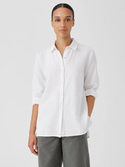 Eileen Fisher Tops &amp; Tees | Organic Cotton Ripple Classic Collar Shirt White - Women