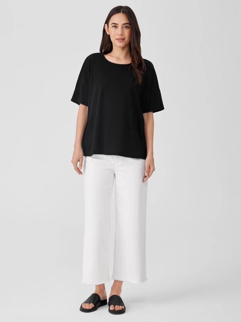 Eileen Fisher Tops &amp; Tees | Organic Cotton Slub Crew Neck Tee Black - Women