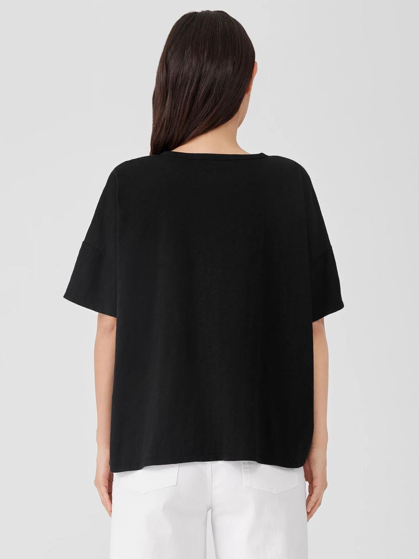 Eileen Fisher Tops &amp; Tees | Organic Cotton Slub Crew Neck Tee Black - Women