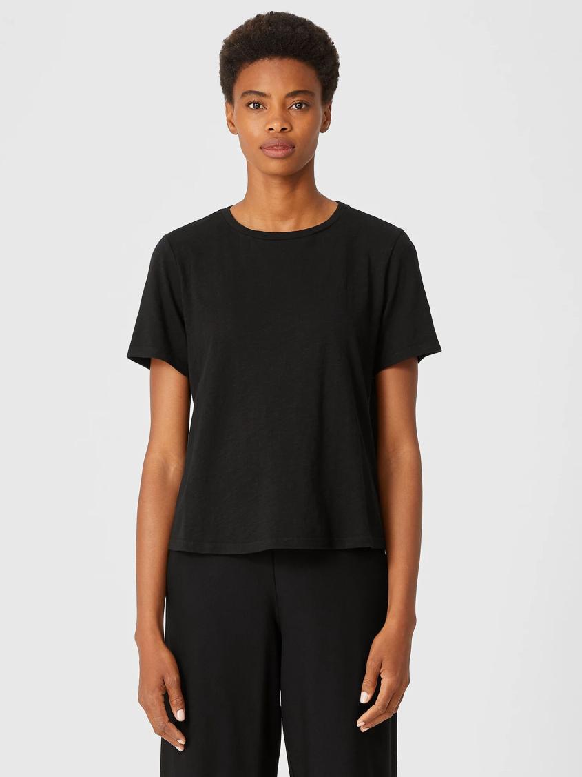 Eileen Fisher Tops &amp; Tees | Organic Cotton Slub Tee Black - Women