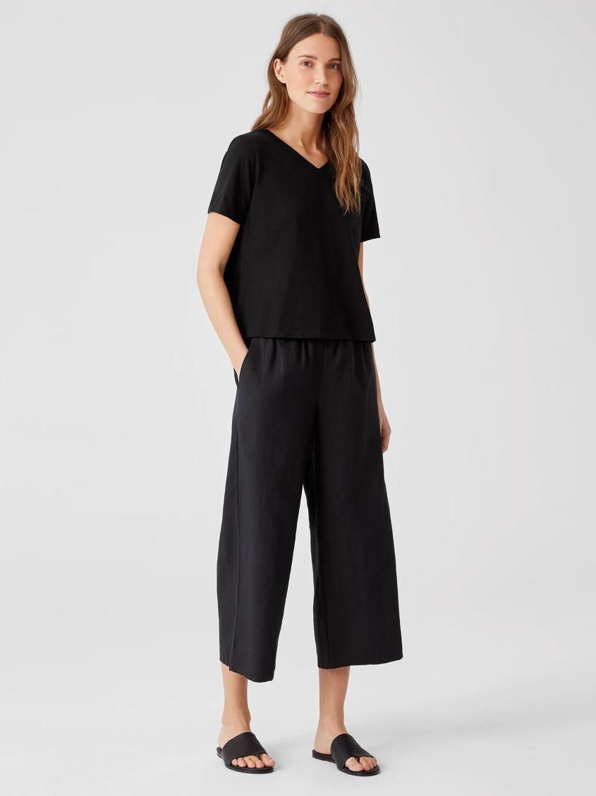Eileen Fisher Tops &amp; Tees | Organic Cotton Slub V-Neck Tee Black - Women