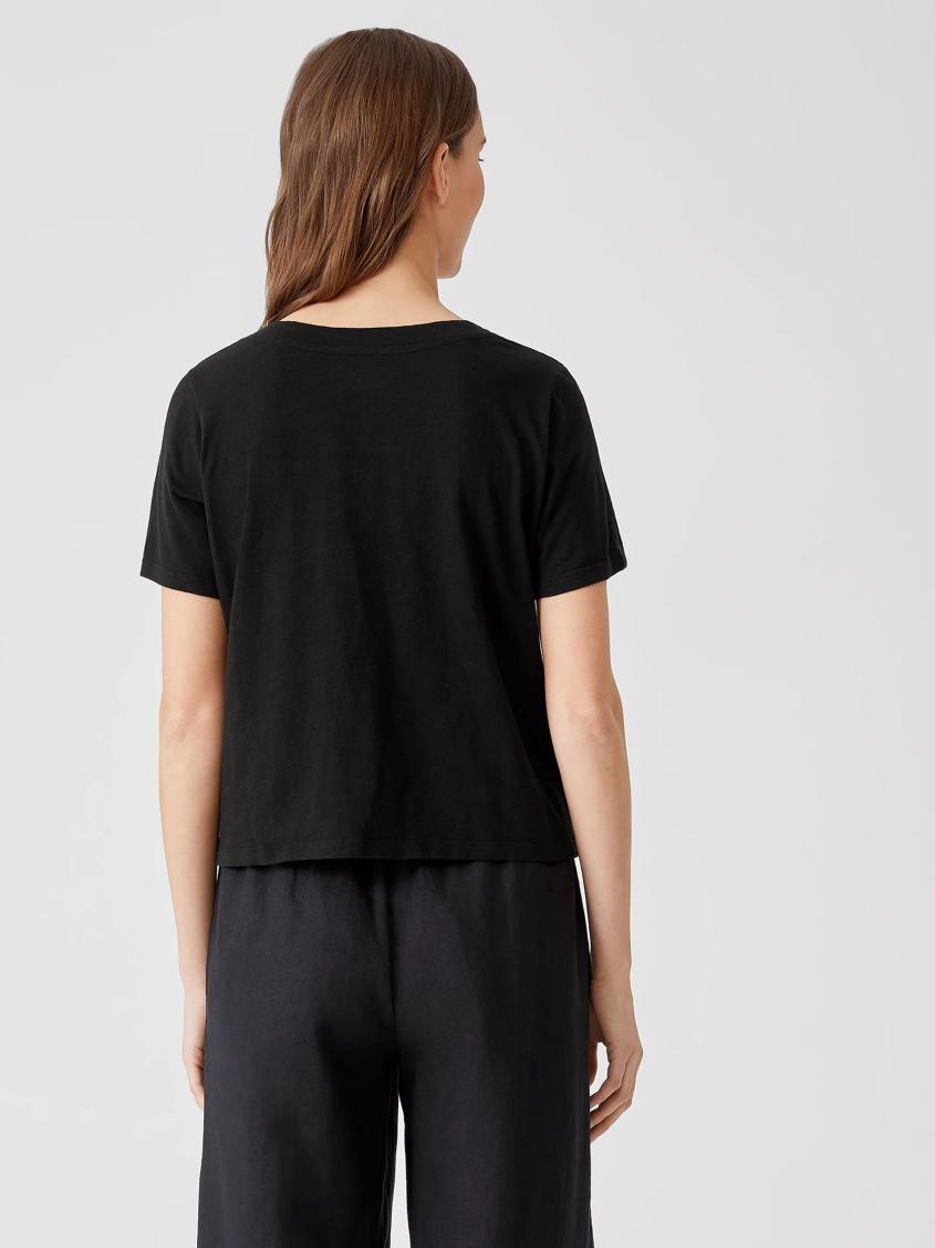 Eileen Fisher Tops &amp; Tees | Organic Cotton Slub V-Neck Tee Black - Women