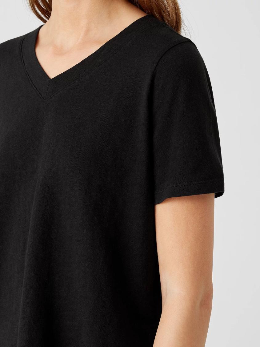 Eileen Fisher Tops &amp; Tees | Organic Cotton Slub V-Neck Tee Black - Women