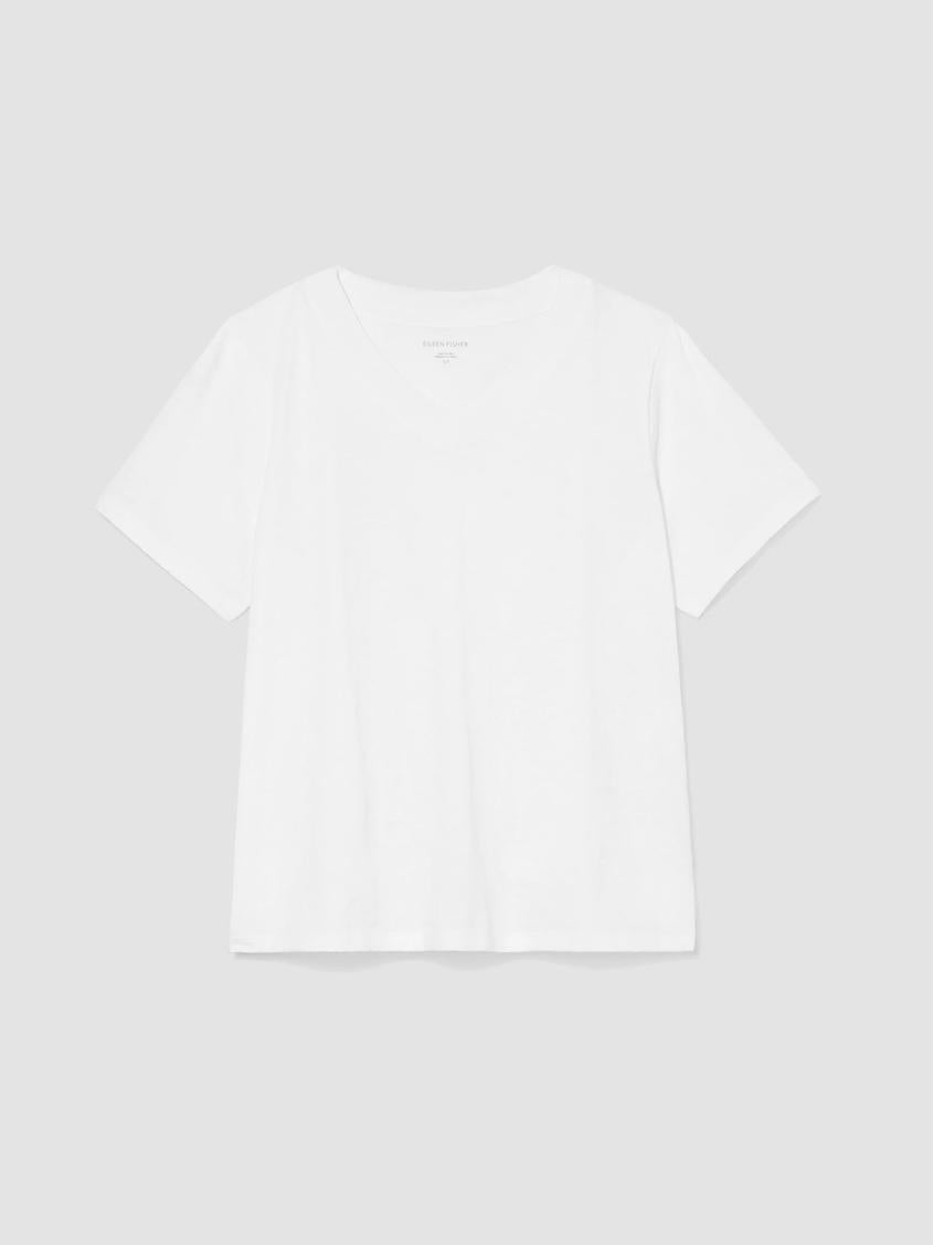 Eileen Fisher Tops &amp; Tees | Organic Cotton Slub V-Neck Tee White - Women