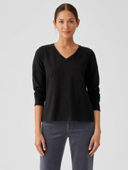 Eileen Fisher Tops &amp; Tees | Organic Cotton Slub V-Neck Top Black - Women
