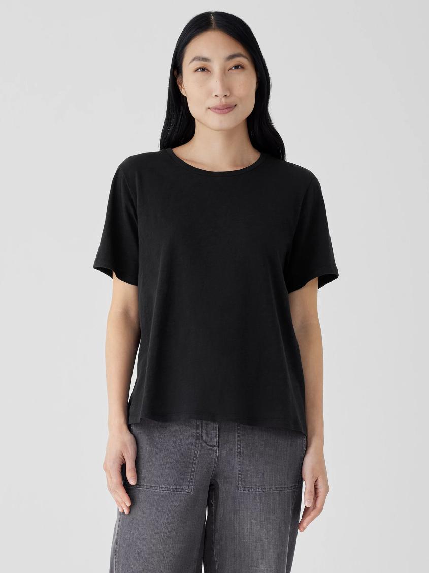 Eileen Fisher Tops &amp; Tees | Organic Cotton Slubby Jersey Tee Black - Women