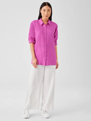 Eileen Fisher Tops &amp; Tees | Organic Handkerchief Linen Classic Collar Shirt Black - Women