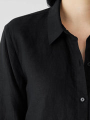 Eileen Fisher Tops &amp; Tees | Organic Handkerchief Linen Classic Collar Shirt Black - Women