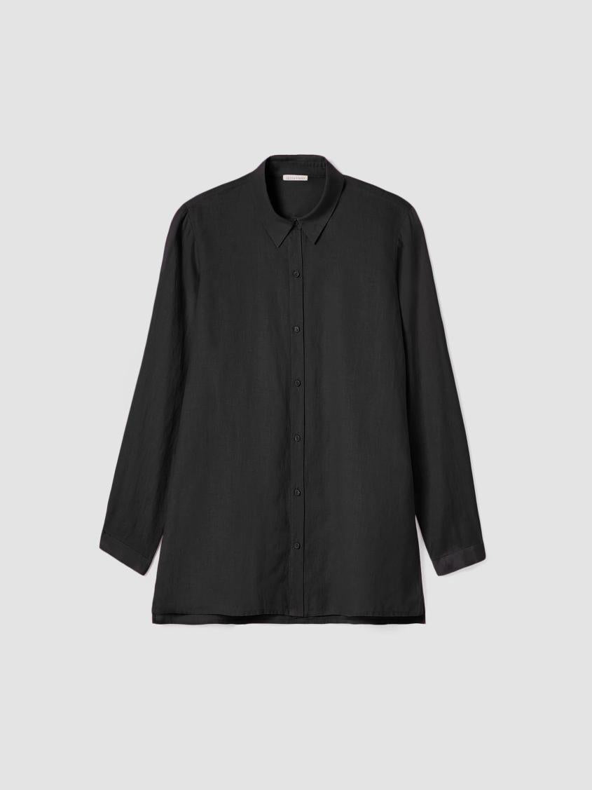Eileen Fisher Tops &amp; Tees | Organic Handkerchief Linen Classic Collar Shirt Black - Women