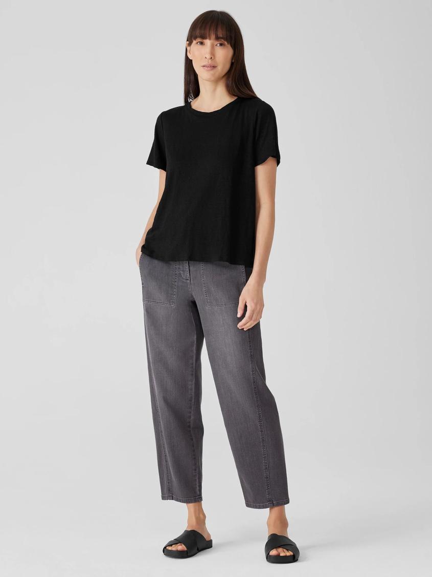 Eileen Fisher Tops &amp; Tees | Organic Linen Jersey Crew Neck Tee Black - Women