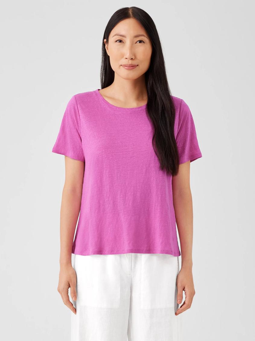 Eileen Fisher Tops &amp; Tees | Organic Linen Jersey Crew Neck Tee Black - Women