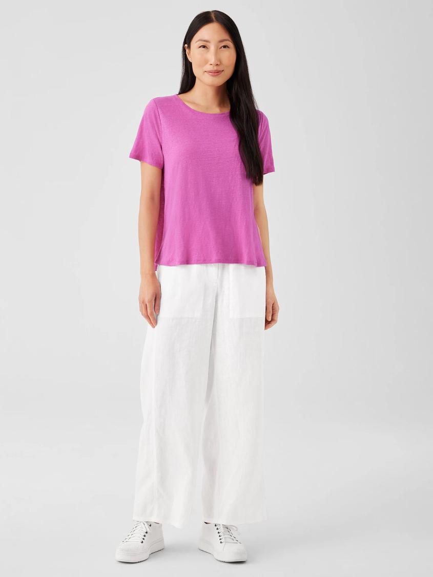 Eileen Fisher Tops &amp; Tees | Organic Linen Jersey Crew Neck Tee Black - Women