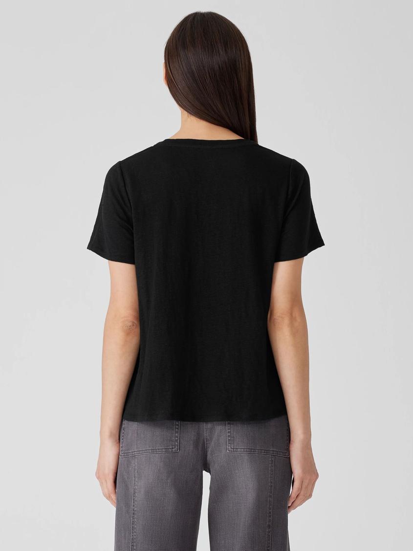 Eileen Fisher Tops &amp; Tees | Organic Linen Jersey Crew Neck Tee Black - Women