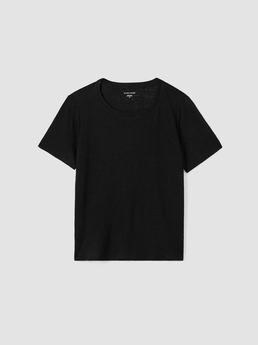 Eileen Fisher Tops &amp; Tees | Organic Linen Jersey Crew Neck Tee Black - Women