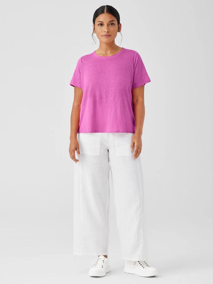 Eileen Fisher Tops &amp; Tees | Organic Linen Jersey Crew Neck Tee Black - Women