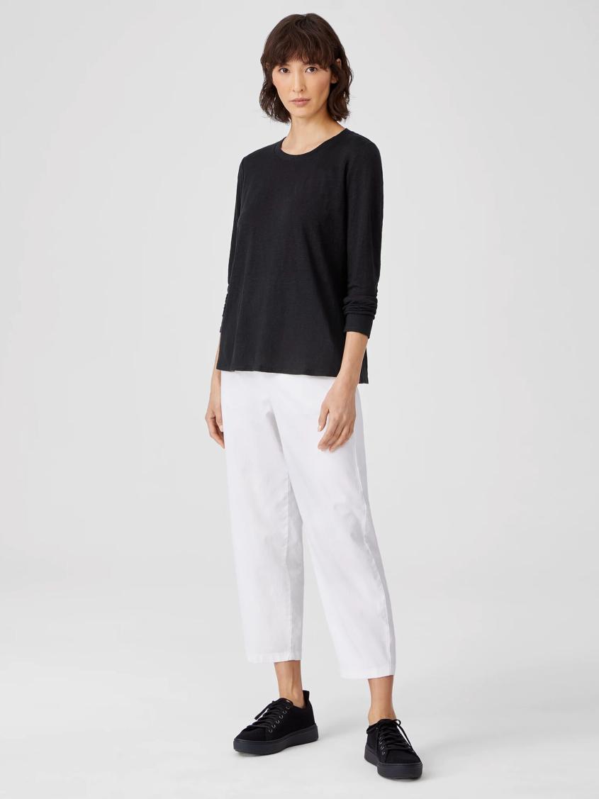 Eileen Fisher Tops &amp; Tees | Organic Linen Jersey Crew Neck Top Black - Women