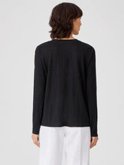 Eileen Fisher Tops &amp; Tees | Organic Linen Jersey Crew Neck Top Black - Women