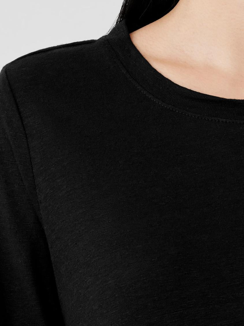 Eileen Fisher Tops &amp; Tees | Organic Linen Jersey Crew Neck Top Black - Women