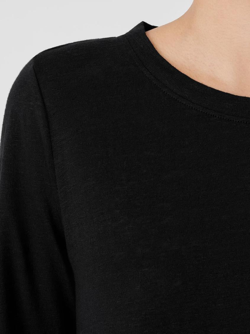 Eileen Fisher Tops &amp; Tees | Organic Linen Jersey Crew Neck Top Black - Women