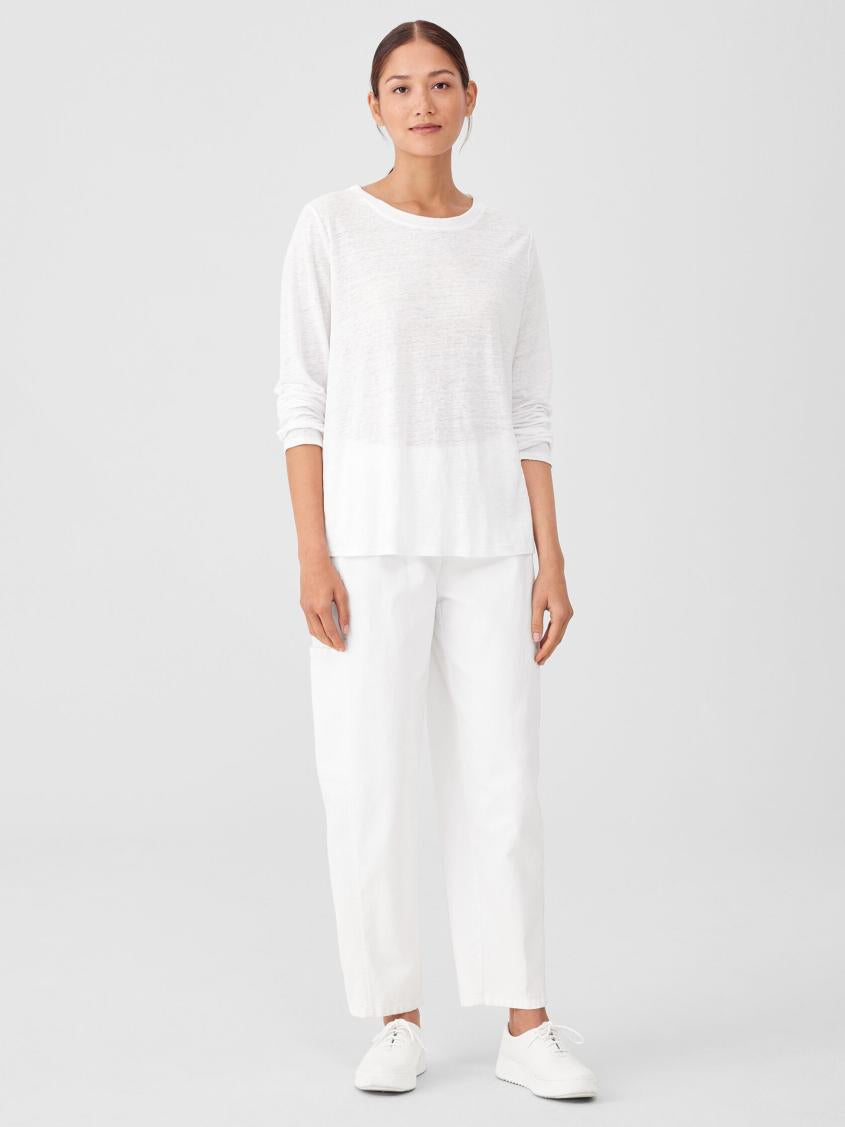 Eileen Fisher Tops &amp; Tees | Organic Linen Jersey Crew Neck Top White - Women