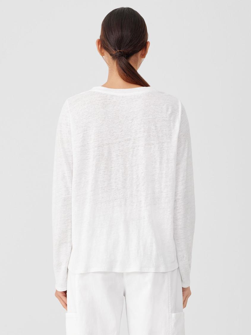 Eileen Fisher Tops &amp; Tees | Organic Linen Jersey Crew Neck Top White - Women