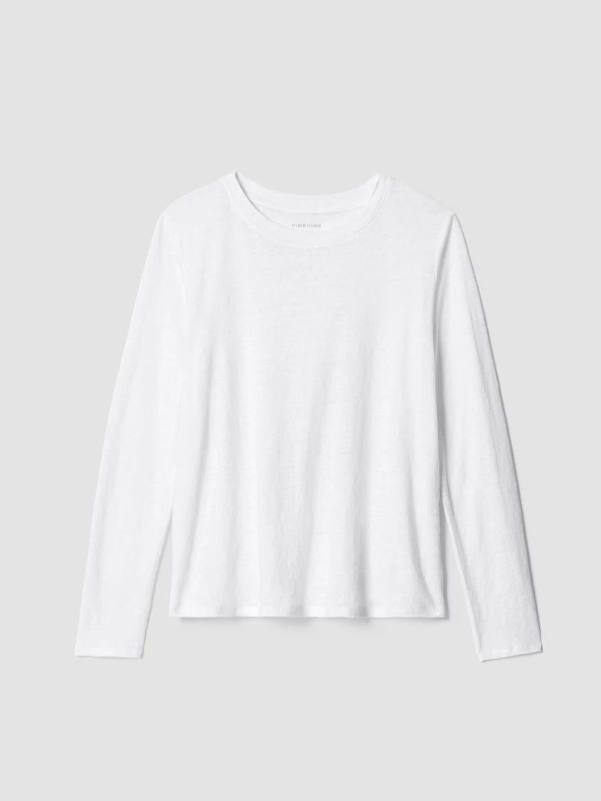 Eileen Fisher Tops &amp; Tees | Organic Linen Jersey Crew Neck Top White - Women