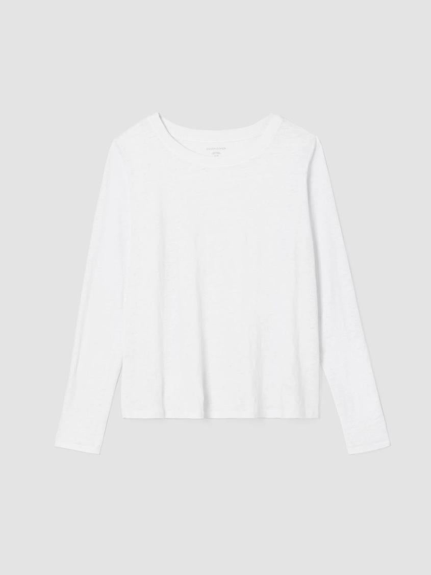 Eileen Fisher Tops &amp; Tees | Organic Linen Jersey Crew Neck Top White - Women