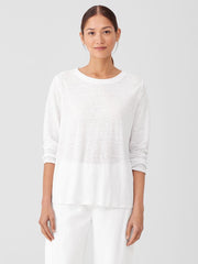 Eileen Fisher Tops &amp; Tees | Organic Linen Jersey Crew Neck Top White - Women