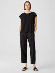 Eileen Fisher Tops &amp; Tees | Organic Linen Jersey Shirred-Back Top Black - Women
