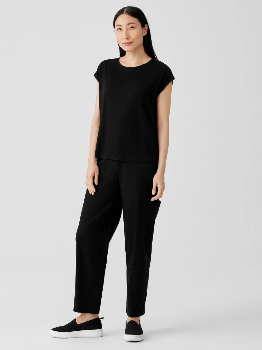 Eileen Fisher Tops &amp; Tees | Organic Linen Jersey Shirred-Back Top Black - Women
